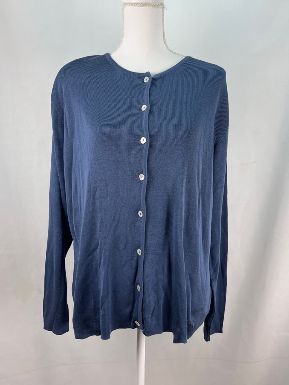 Dialogue 100% Silk Cardigan Sweater NWT Size 1X Slate Blue